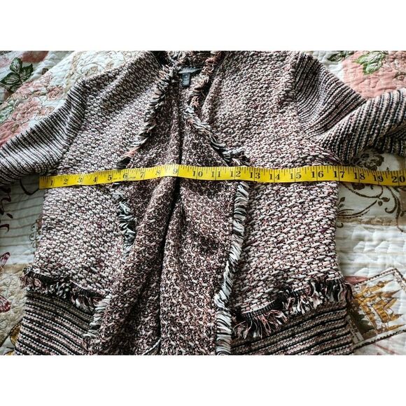 White House Black Market Fringe Knit Cardigan‎ Long Sleeve Cotton Blend Size S - Picture 8 of 10